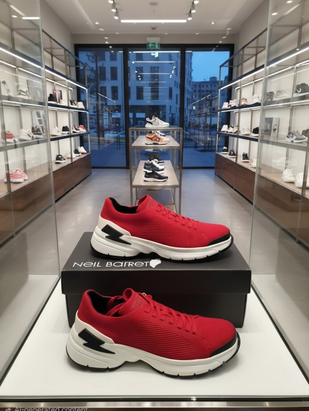 NEW Neil Barrett Bolt Lace Up Sneaker Red Size 43 Eu $167